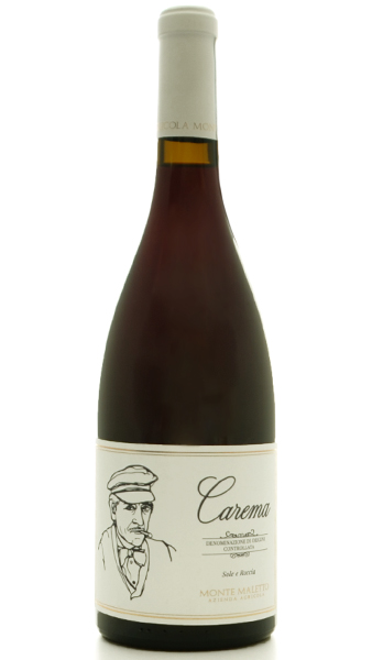 A bottle of Carema wine from Monte Maletto on a white background