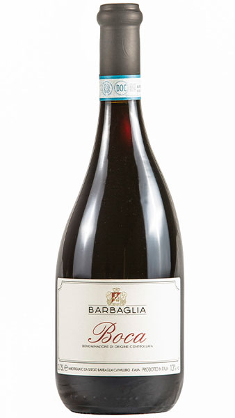wine bottle on white background. Barbaglia Boca DOC