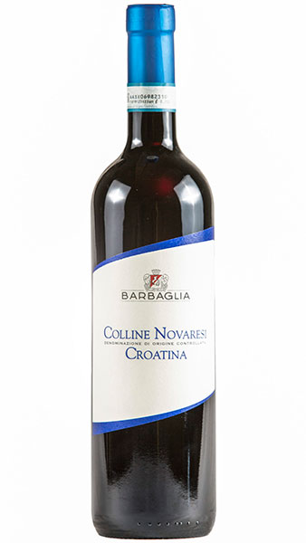 wine bottle on white background. Barbaglia Coline Novaresi DOC Croatina