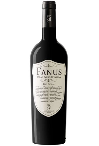 Cantine Gulino Fanus bottle photograph featuring a die-cut crest label