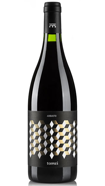 Abbuoto wine bottle with a foil pressed geometric pattern from Tomei