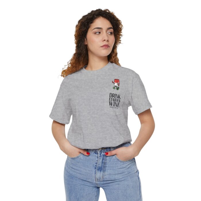 Chef's Kiss Wineglass | Unisex Heavy Cotton Pocket Tee - Image 18