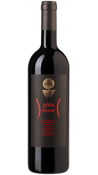 La Leccia winery bottle photo of Chianti Superiore. The black label features a gold leccia tree and red writing.
